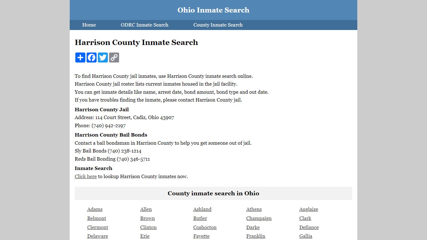 Harrison County Inmate Search
